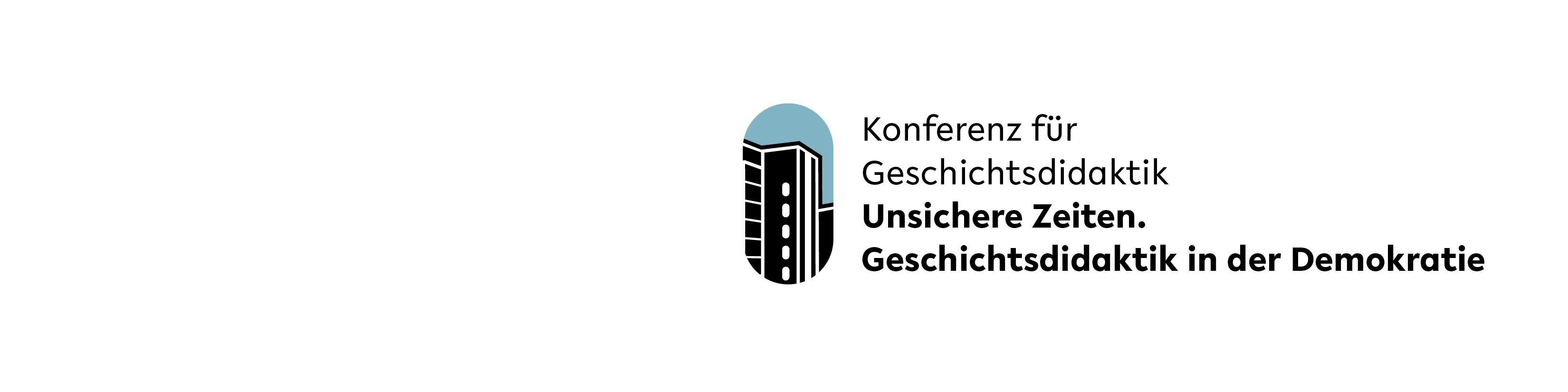 Header Banner für die Konferenz: Unsichere Zeiten. Geschichtsdidaktik in der Demokratie. Diese geht vom 30. September 2026 bis 2. Oktober 2026 in Gebäude X, Universitätsstraße 25, 33615 Bielefeld.